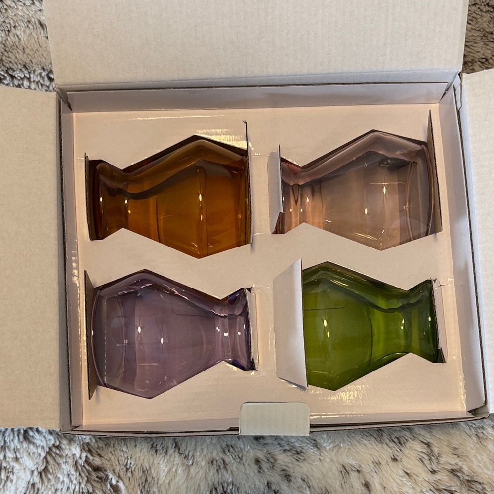 Set of Four Colorful stemless wine  Glasses